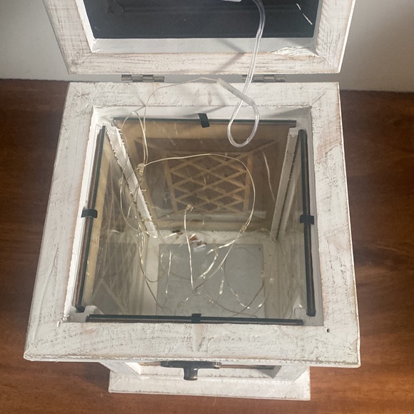 Pier 1 Rustic Weathered, white washed Lantern with lights. - Picture 9 of 16